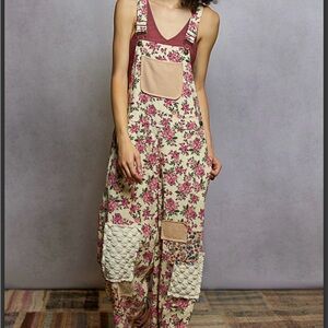 Pol: Floral Patchwork overalls